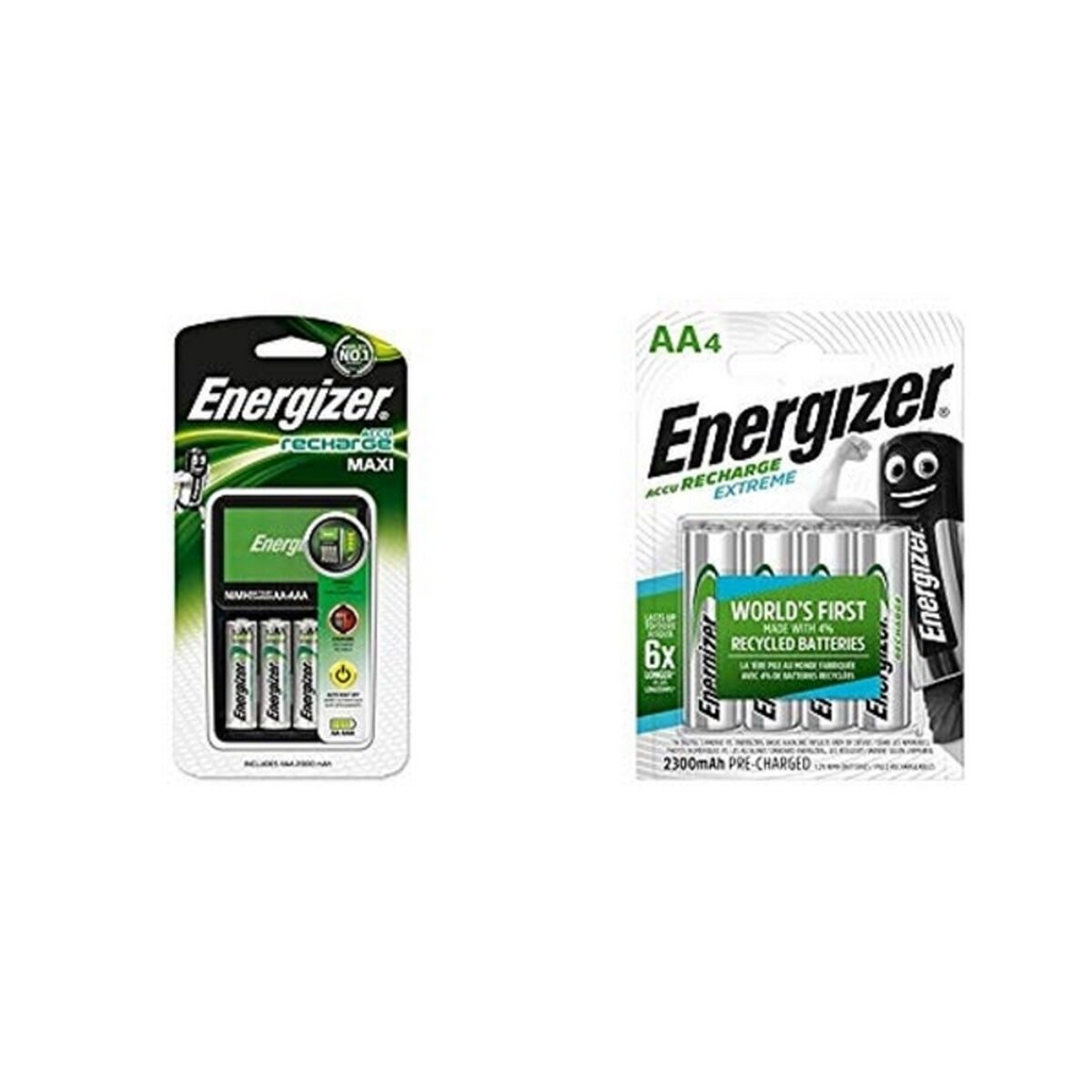 Oplader + Oplaadbare Batterijen Energizer Maxi Charger AA AAA HR6 (4 Stuks)